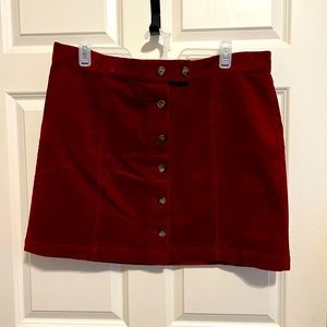 Corduroy button front skirt